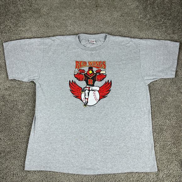 Rochester Red Wings Shirt Mens 2XL Gray Red Minor Leagues MiLB Majestic 2008 - Picture 1 of 10